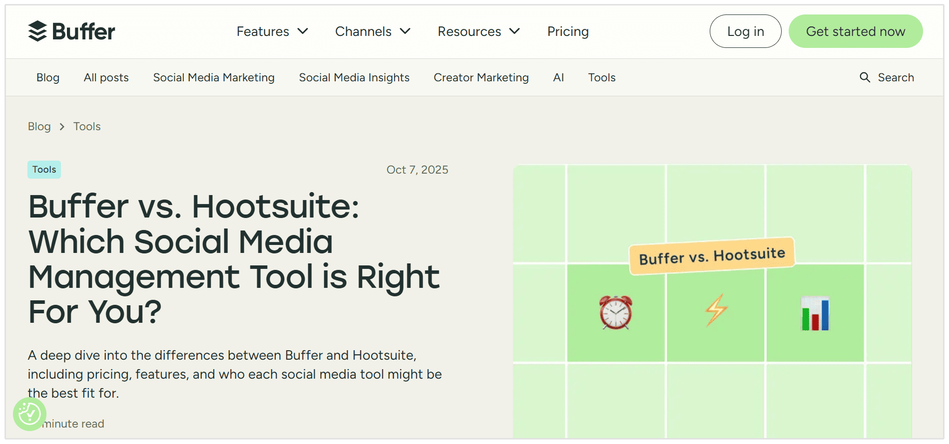 Sammenligningsside for Buffer