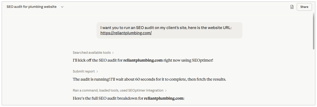 Exécuter l'audit du site web client