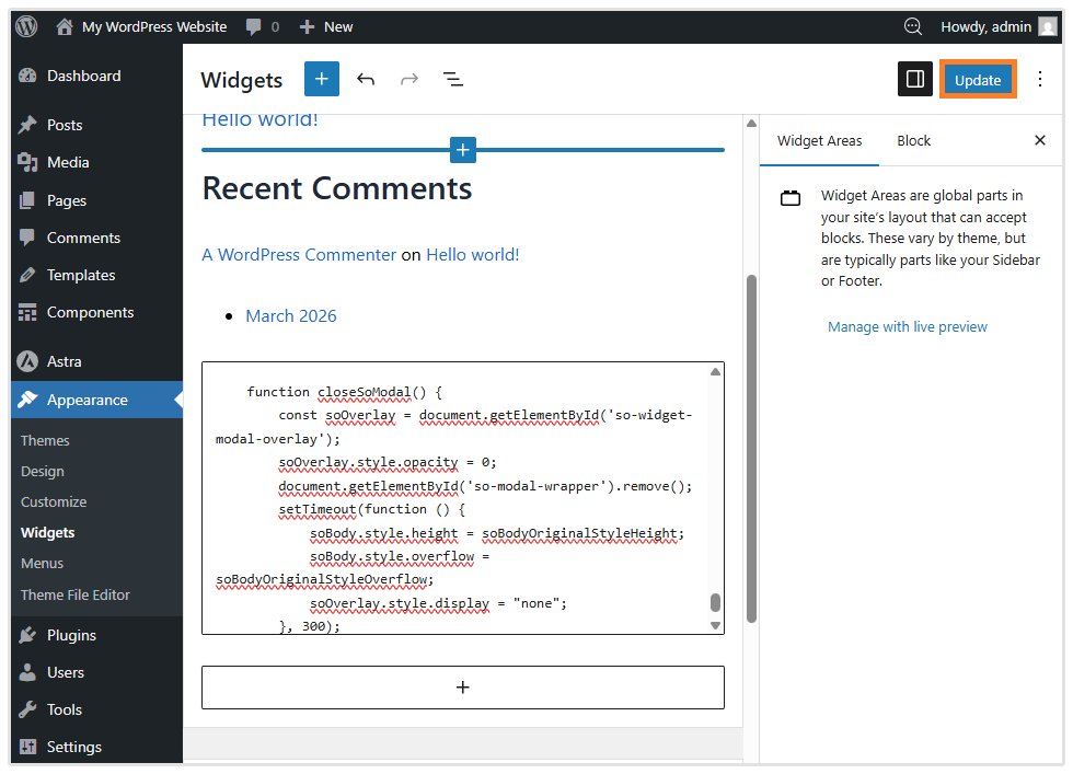 Embed Code Widget