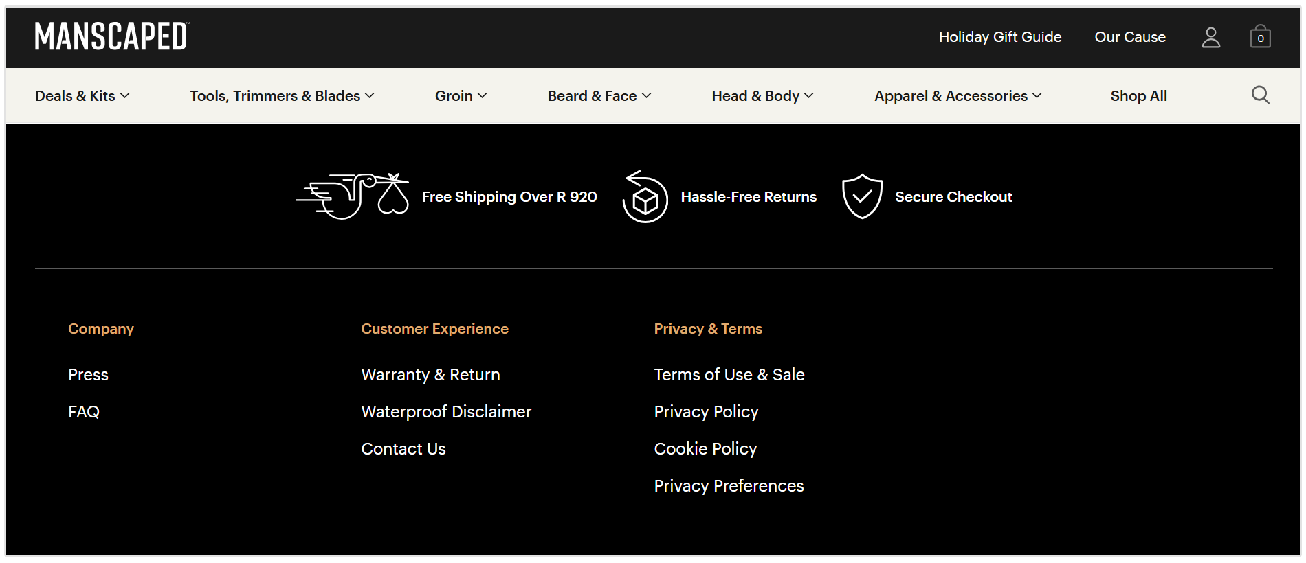 Manscaped header footer