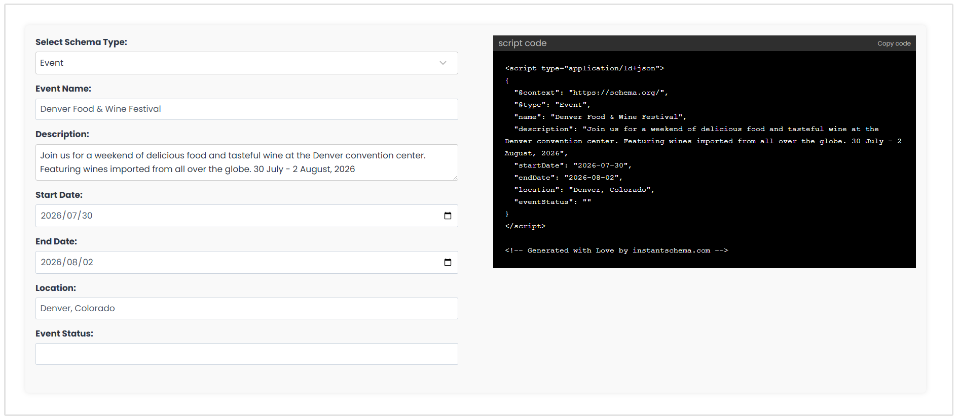 Schema generator